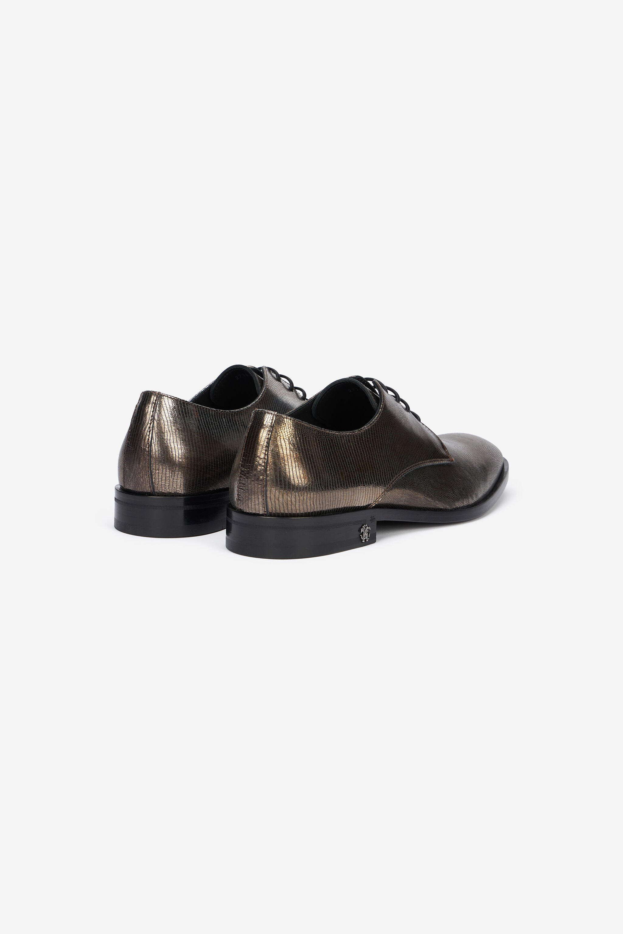 RC Brown Lace-Up Leather Loafers with Python Effect Brown URS051-PZU12