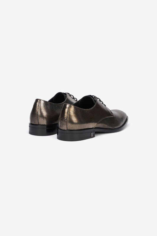 RC Brown Lace-Up Leather Loafers with Python Effect RC Brown Lace-Up Leather Loafers with Python Effect Brown URS051-PZU12