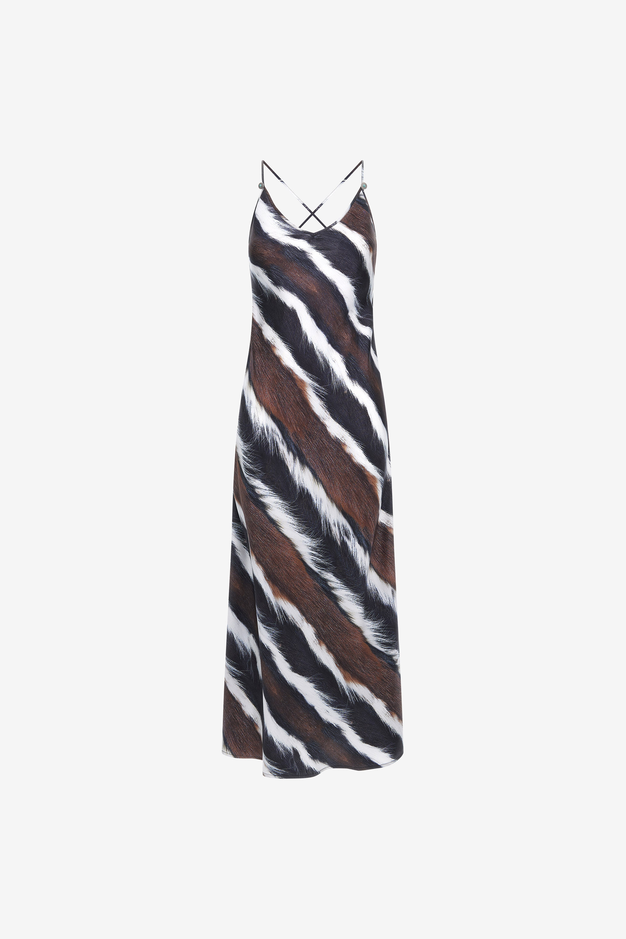 RC Striped Slip Dress Dunkelbraun/Weiß RKT127-4QH05