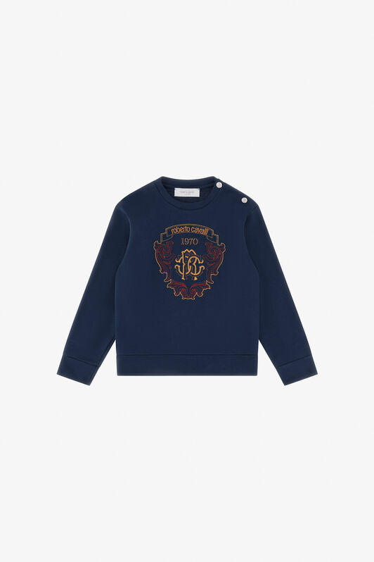 JU Sweatshirt With Multicolored Crest Blue TJT66C-CF050