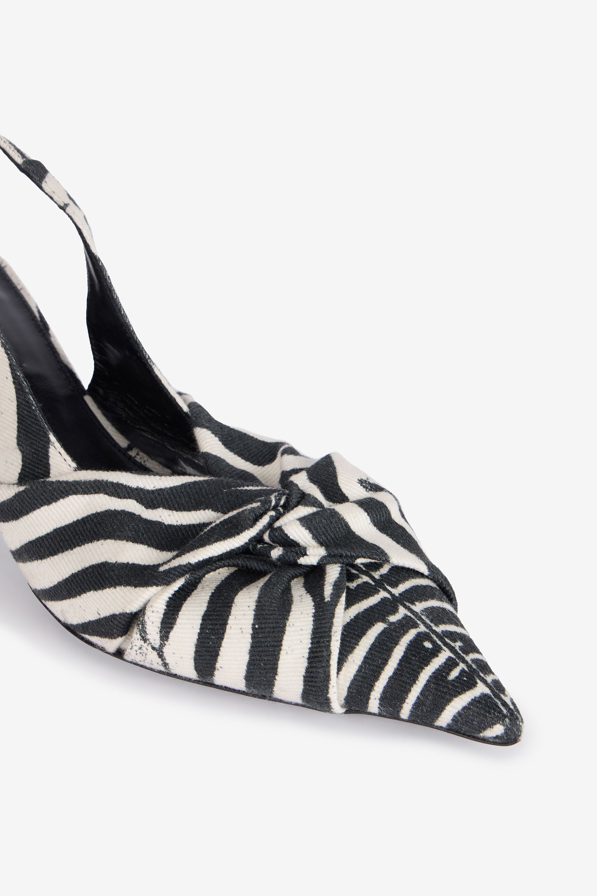 RC Slingbacks Mit Print Zebra Und Geknotetem Detail Schwarz/Weiß UKS012-SMC77