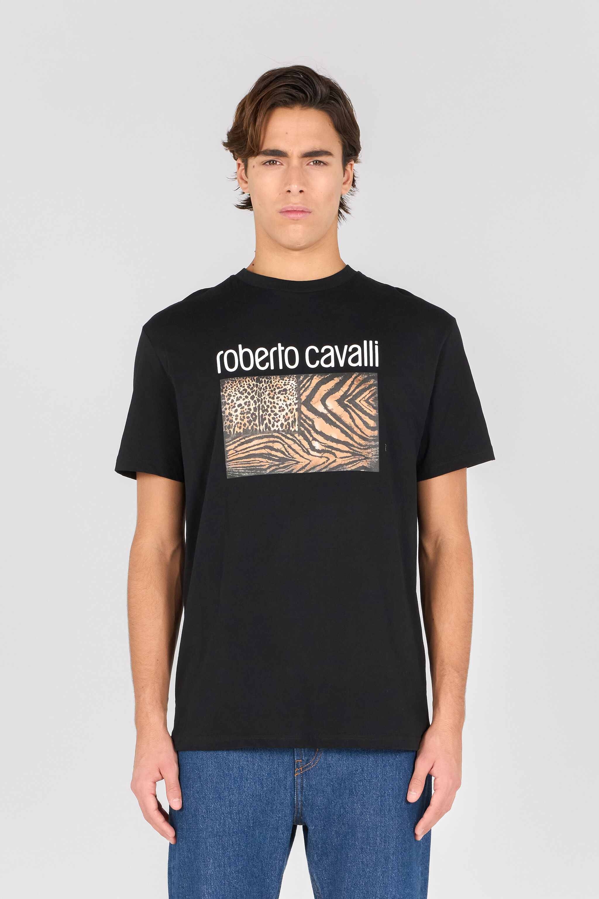 RC T-Shirt Mit Animalierprint Und Logo Schwarz OOT60G-JD060