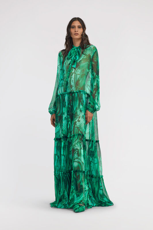 RC Maxikleid mit Malachite-Print Grün TKT146-CKN06