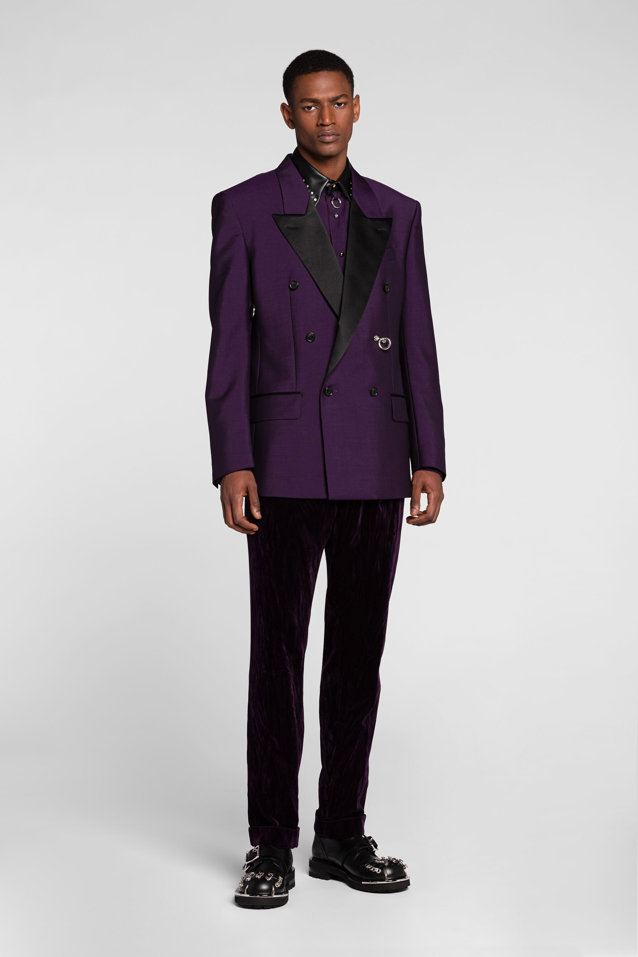 RC Pleated Velvet Trousers Purple PNT204-VL063