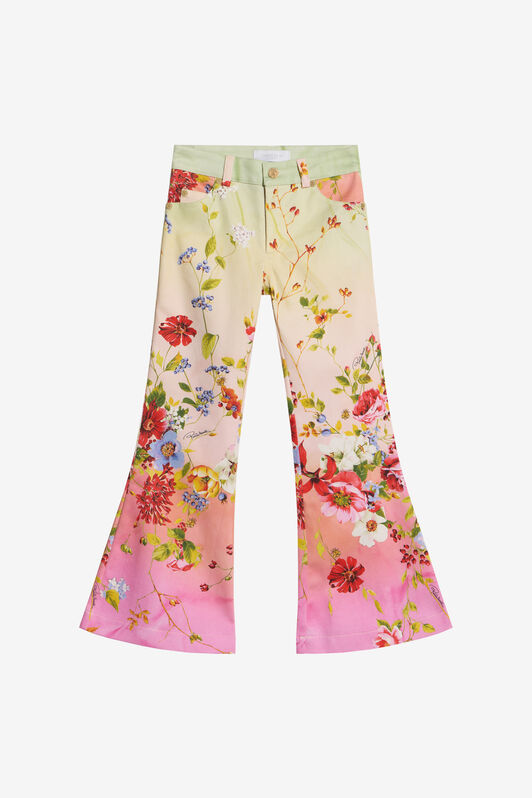 JU Miami Flowers Print Trousers GREEN/FUXIA WJT21N-DAR64