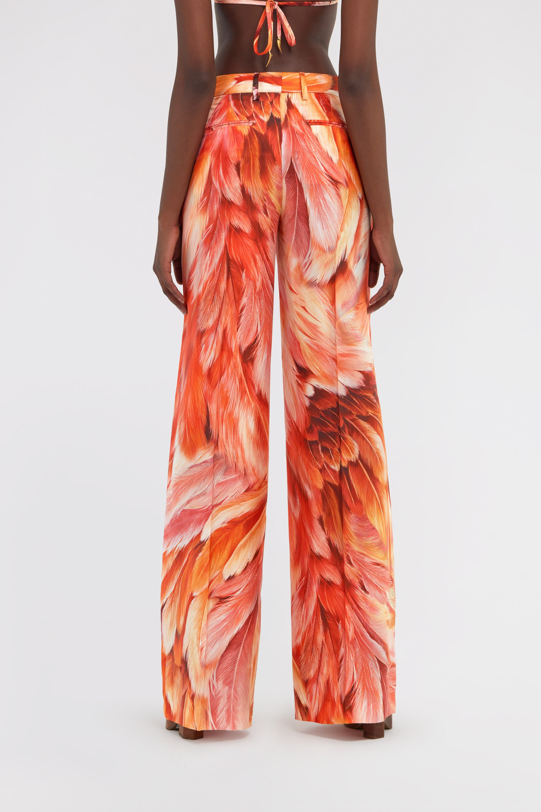 RC Plumage print trousers Orange SWT202-4QL71