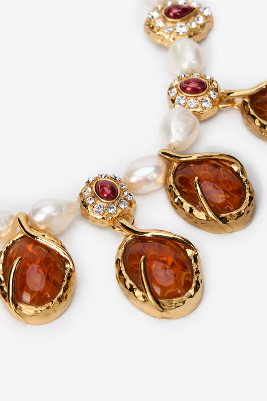 RC Golden Necklace With Pearls And Topaz-Effect Stones RC Golden Necklace With Pearls And Topaz-Effect Stones ORO/TOPAZIO/BIANCO VWG011-AM081