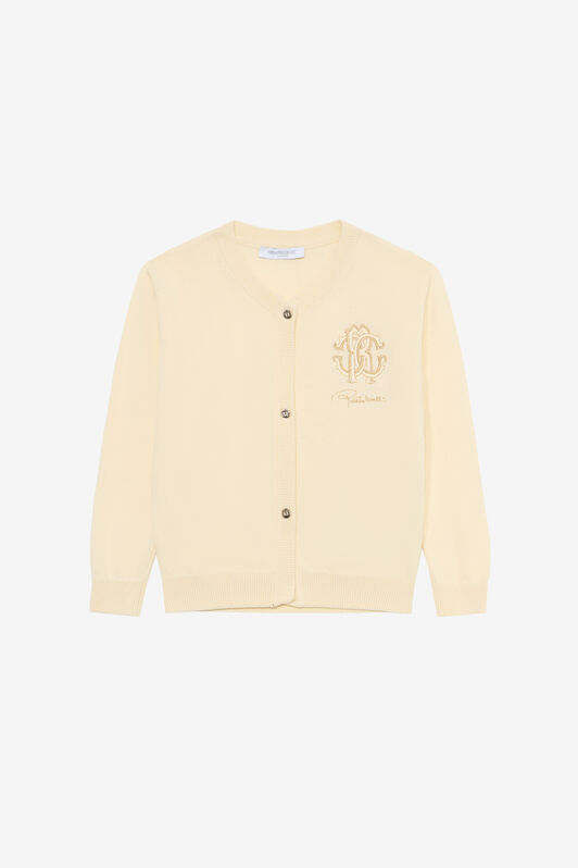 JU Cardigan Jaune Clair Avec Monogram RC MILKY WHITE UJM60B-MG001