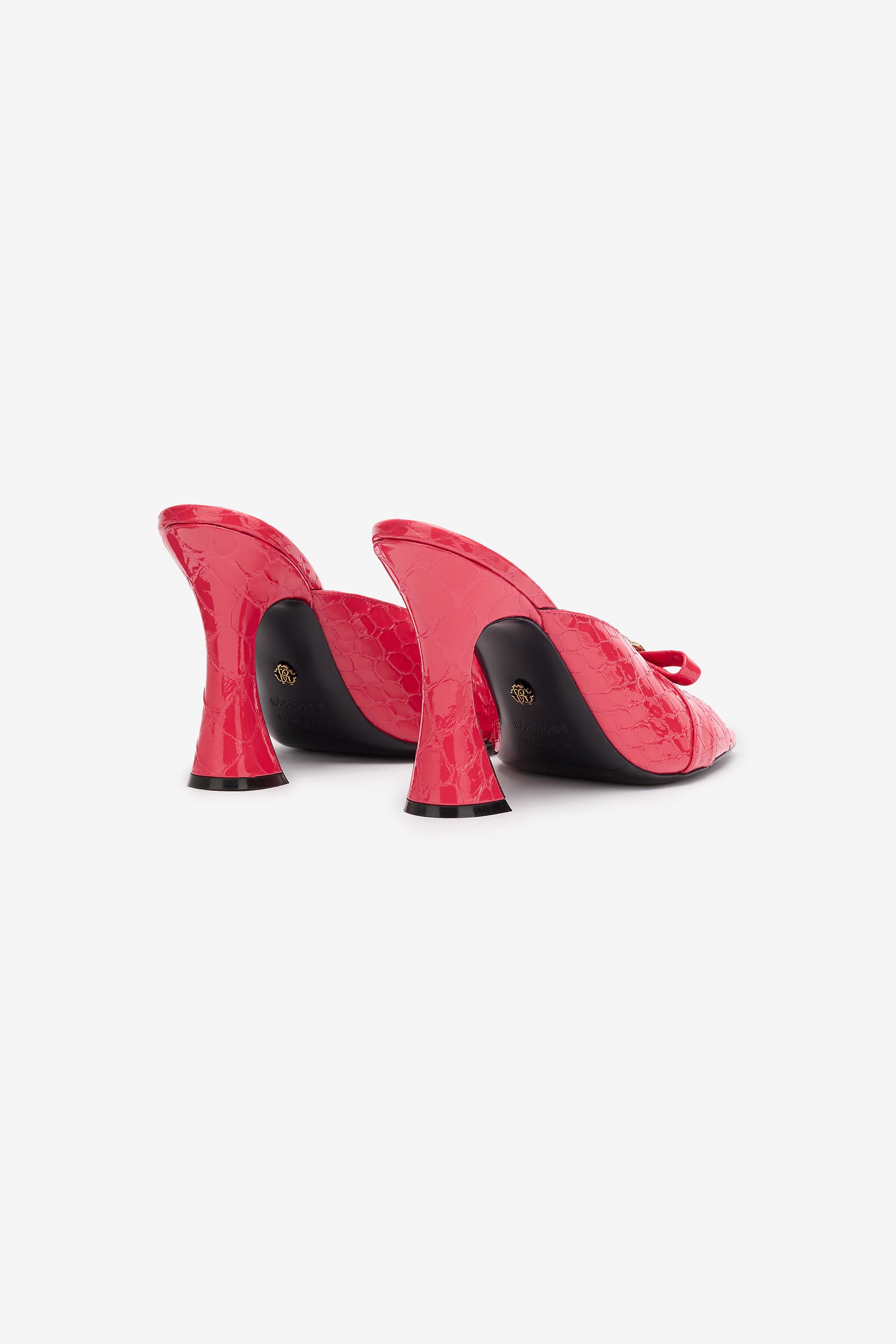 RC Mules mit Kroko-Effekt und Monogramm Mirror Snake Fuchsia UKS031-PZV97