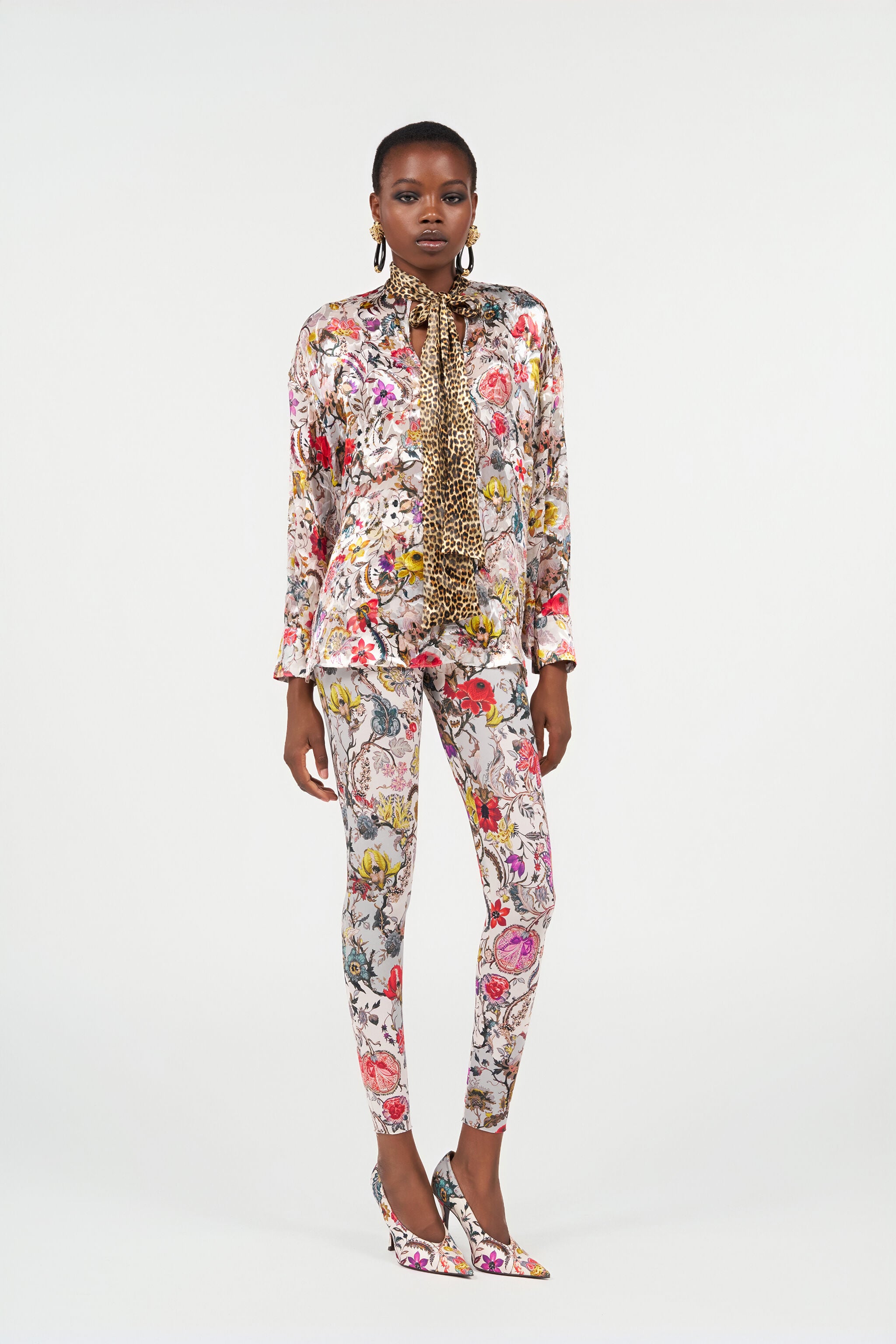 Florentine Flowers Print Leggings in BEIGE for Women | Roberto