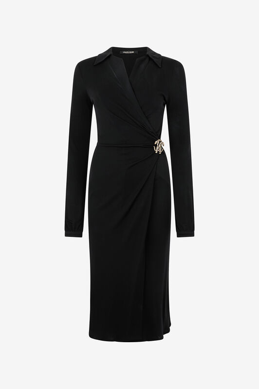 RC Midi Dress with Mirror Snake Monogram Black VQT108-JE034