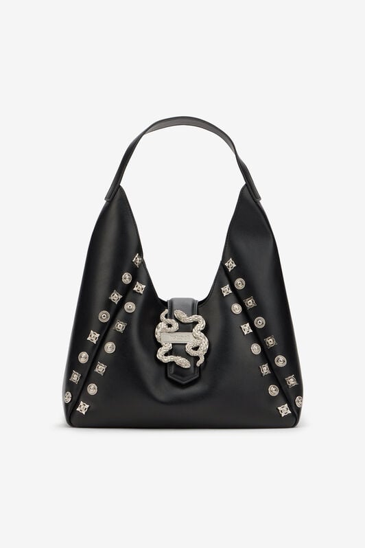 JC Black Shoulder Bag with Serpent Clasp BLACK WFB030-WF360