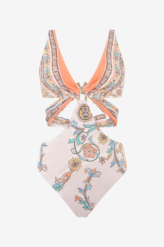 JC Costume Intero con Stampa Persian Tarot 744 BEIGE + 217 AZZU WFM035-WF754