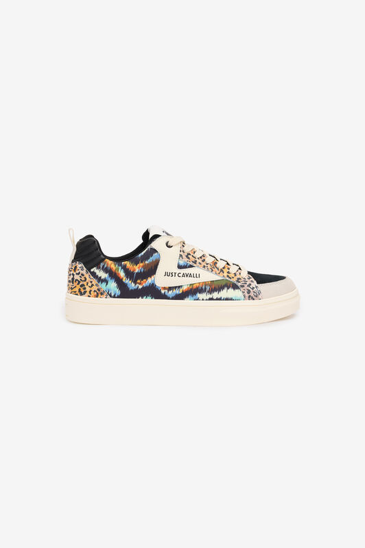 JC Sneakers With Jaguar Skin And Tie-Dye Print Beige SFS066-SF312