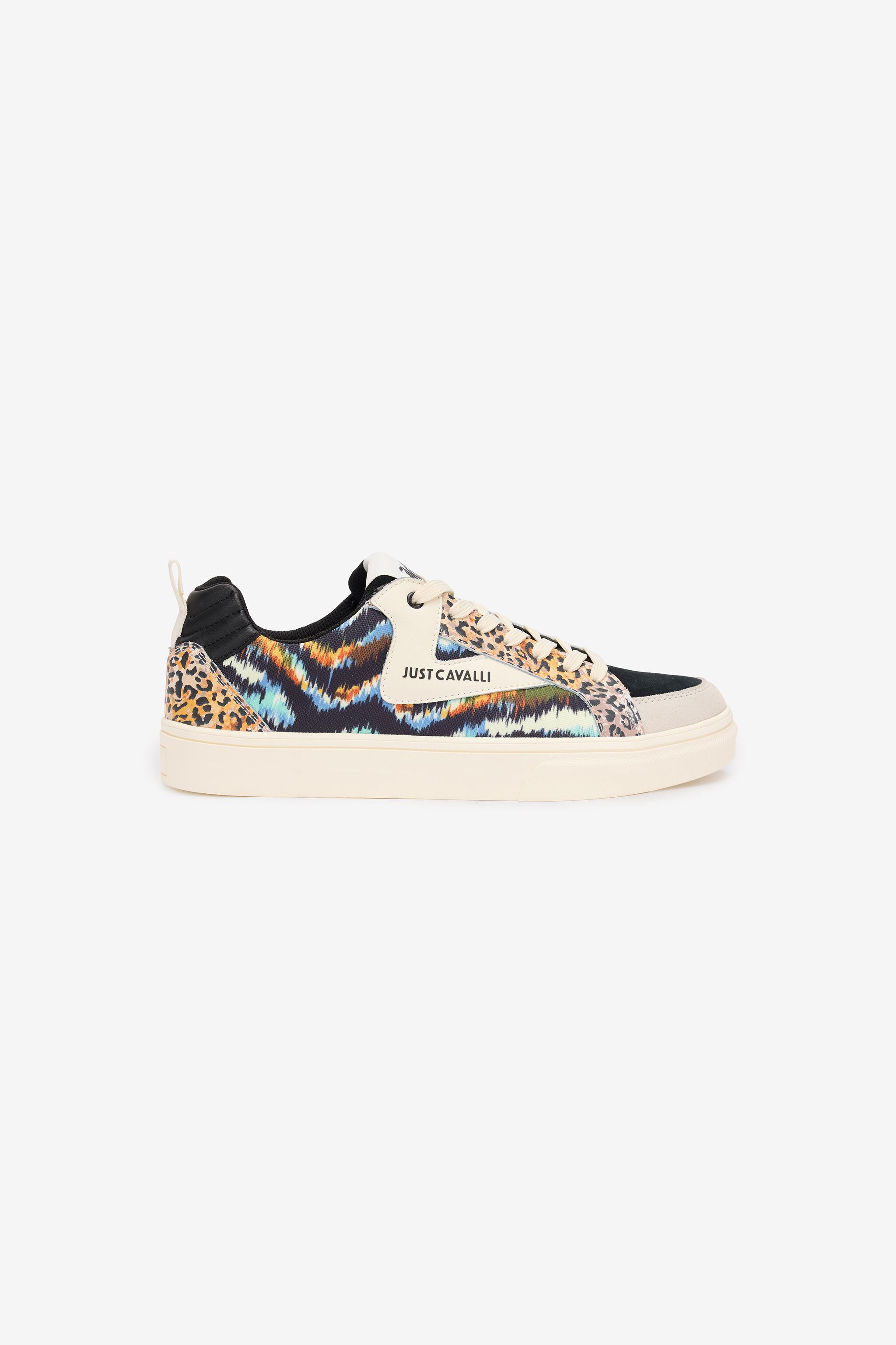 JC Sneakers With Jaguar Skin And Tie-Dye Print Beige SFS066-SF312