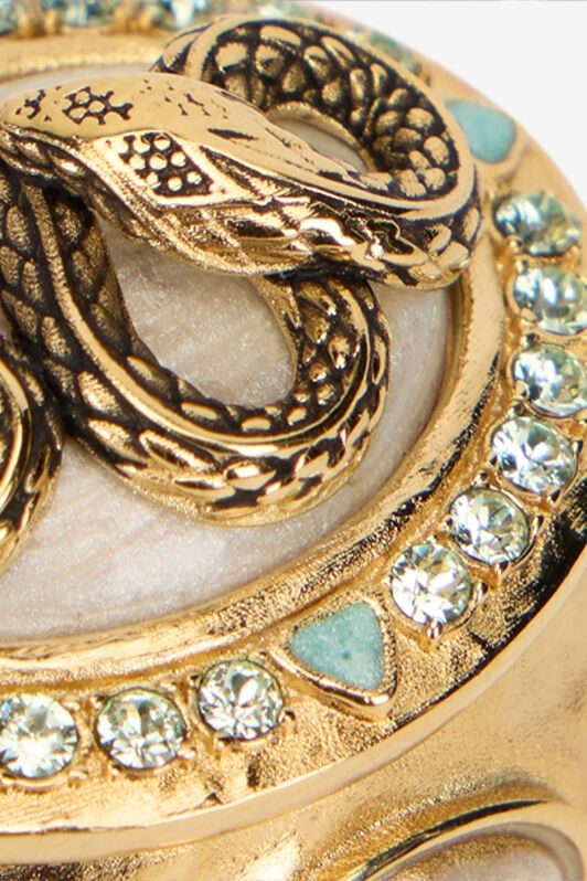 RC Snake and Gemstone Ring GOLD/IVORY/CRYSTAL WQG018-AM127