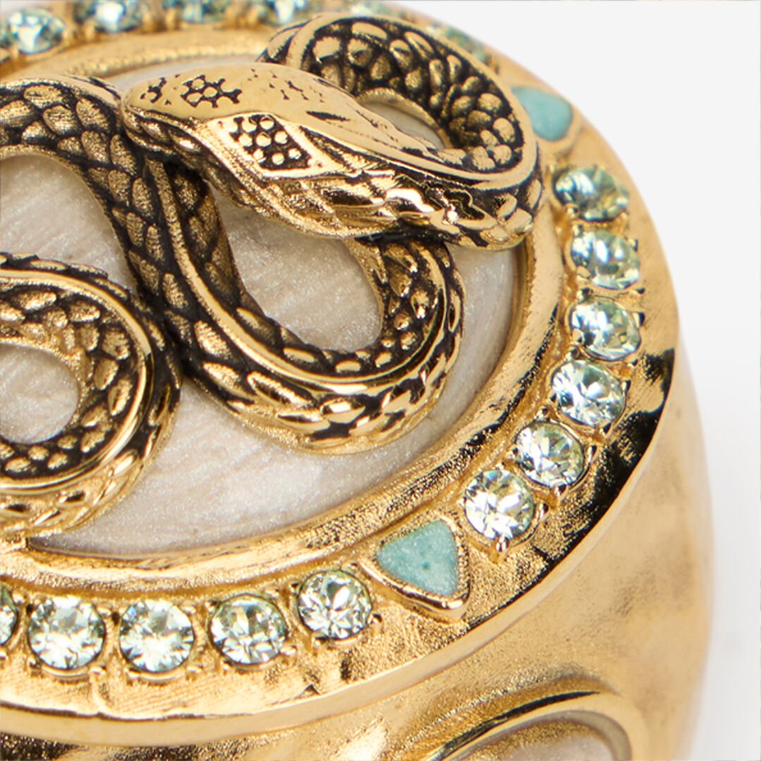 RC Snake and Gemstone Ring GOLD/IVORY/CRYSTAL WQG018-AM127