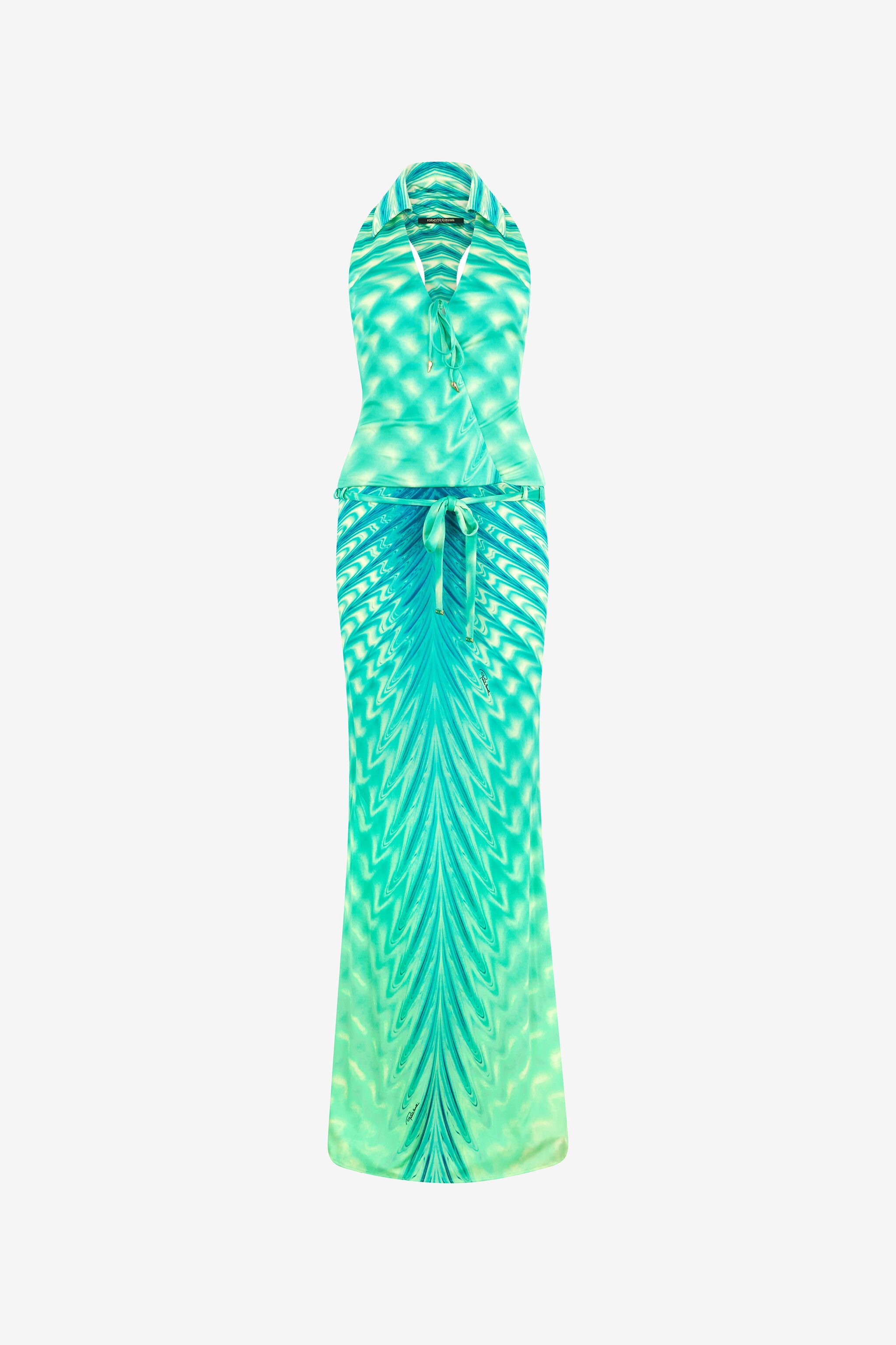 RC Long Dress with Optical Glass Print Light green UKT105-JRN47