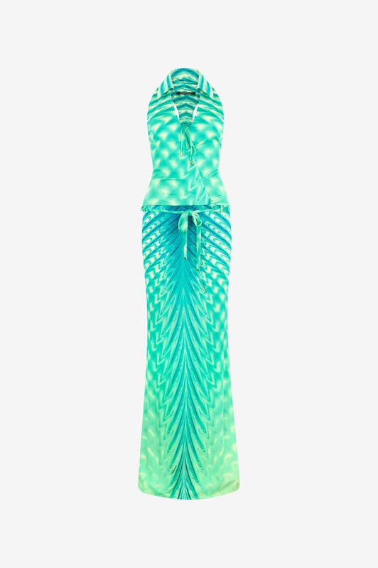 RC Long Dress with Optical Glass Print RC Long Dress with Optical Glass Print Light green UKT105-JRN47