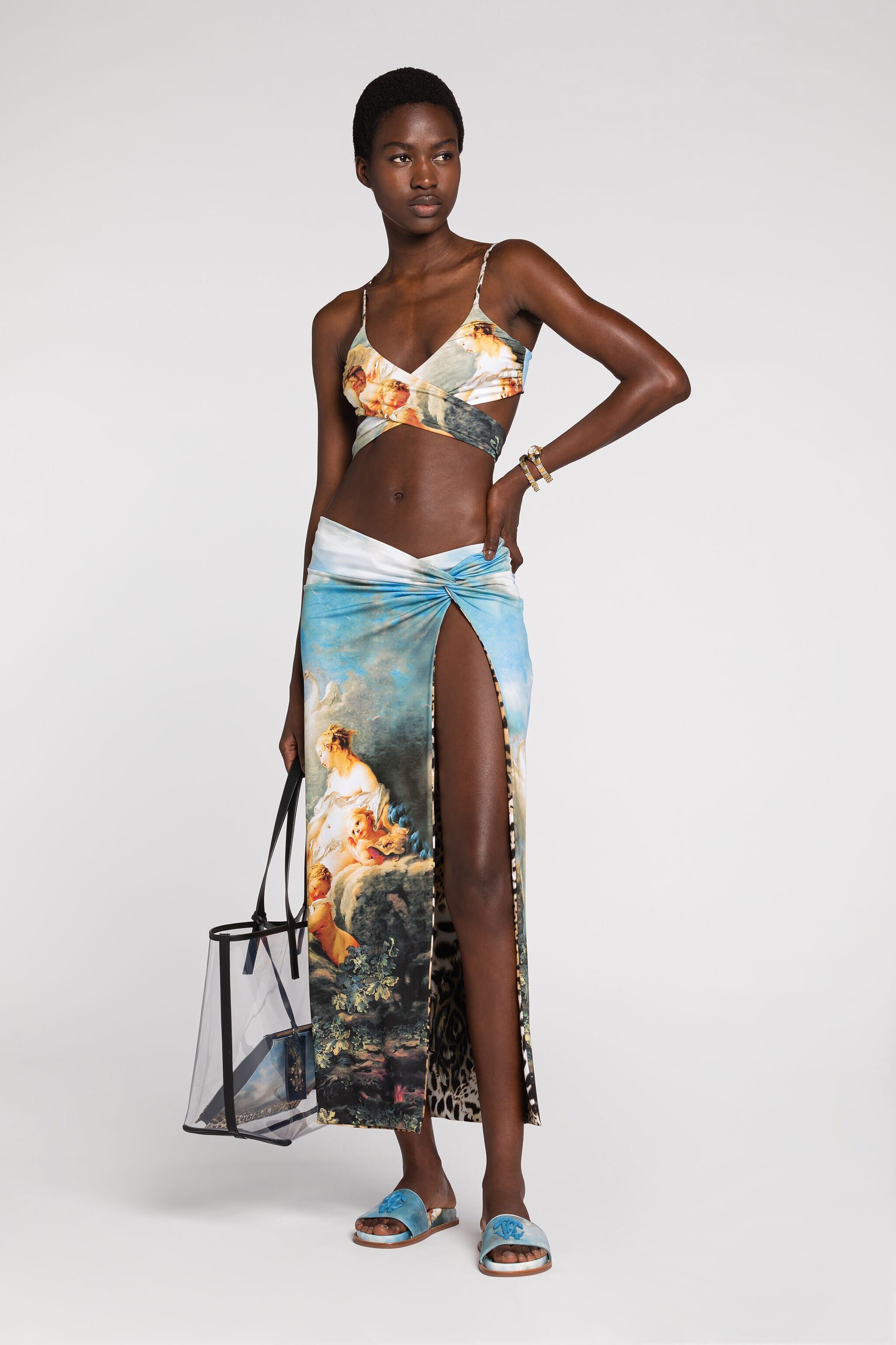 RC Graphic-print reversible bikini top Light blue RYT660-LNG38