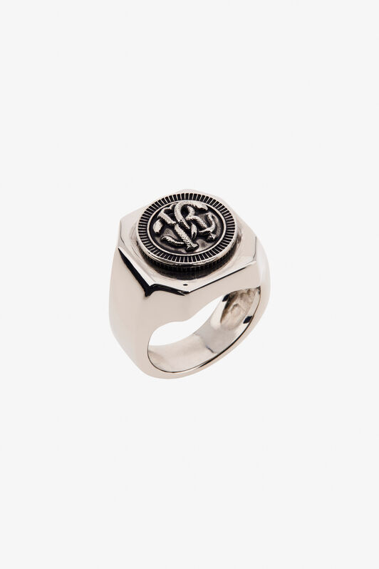 RC Anello con Monogram Mirror Snake Argento TRG006-AM258
