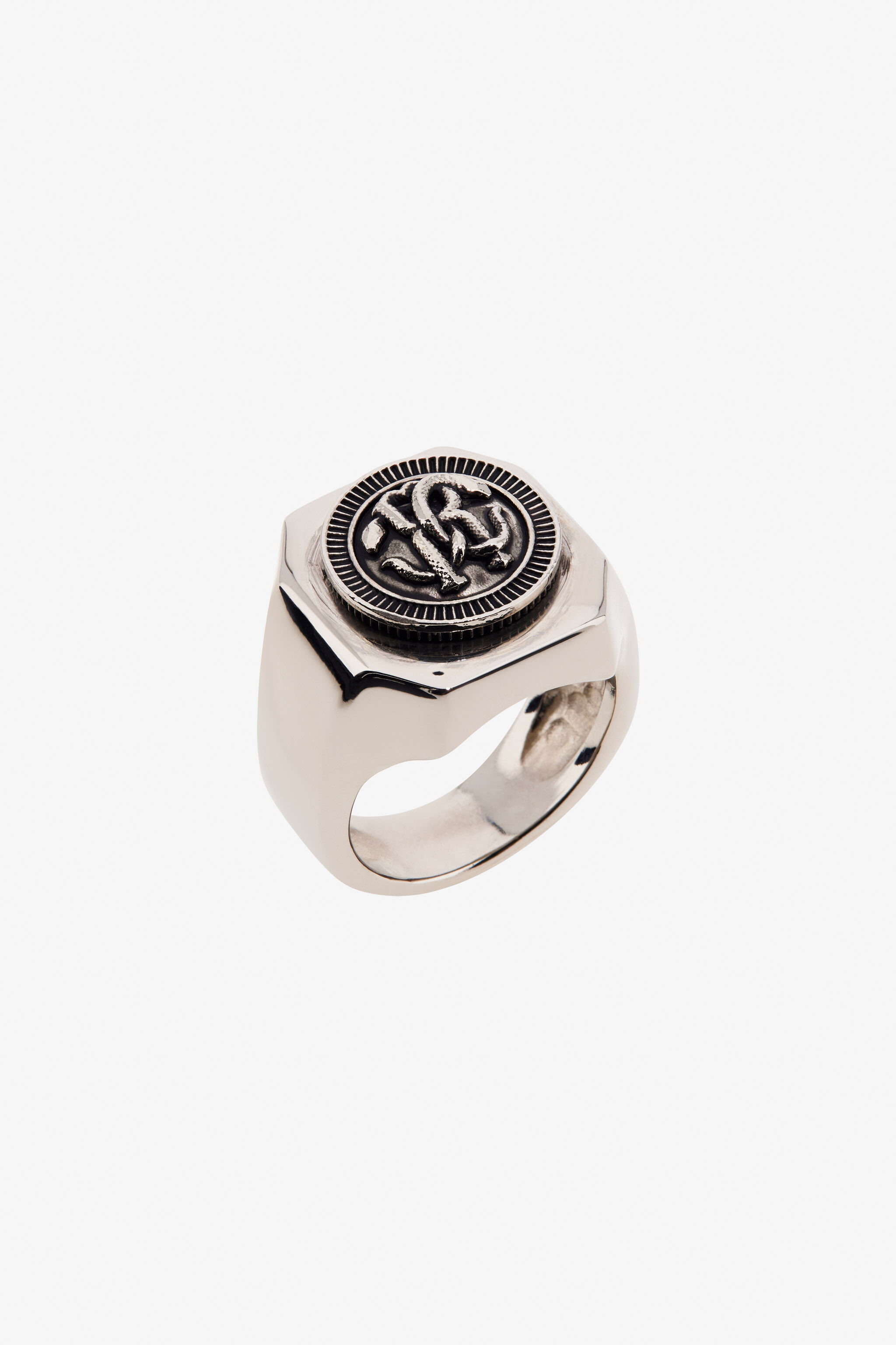RC Anello con Monogram Mirror Snake Argento TRG006-AM258