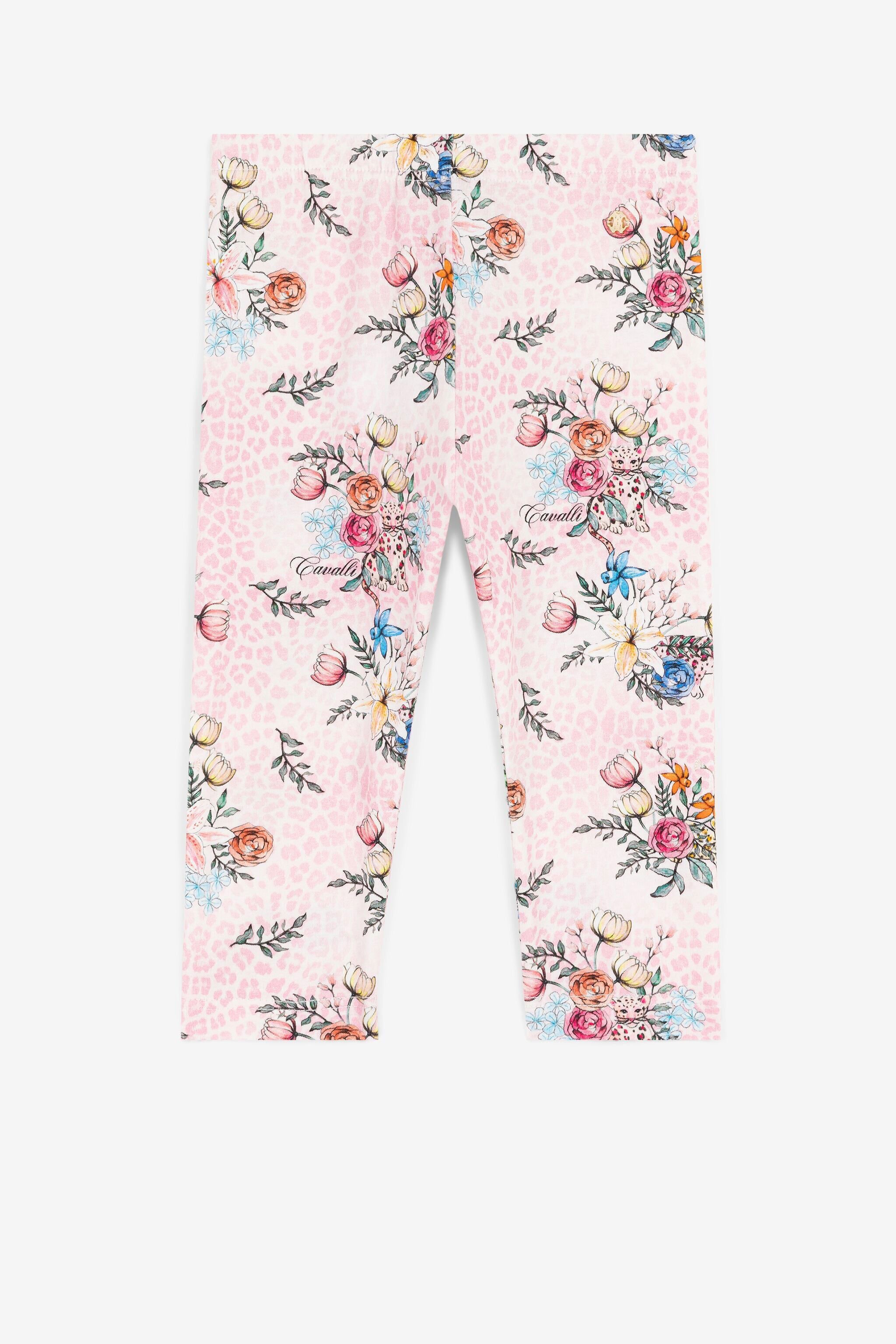 JU Leggings con stampa Jaguar e motivo floreale Rosa QJT217-JVF63