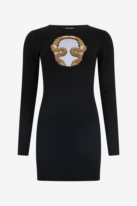 RC Mini Dress with Gold Embroidery BLACK WKR138-JV027