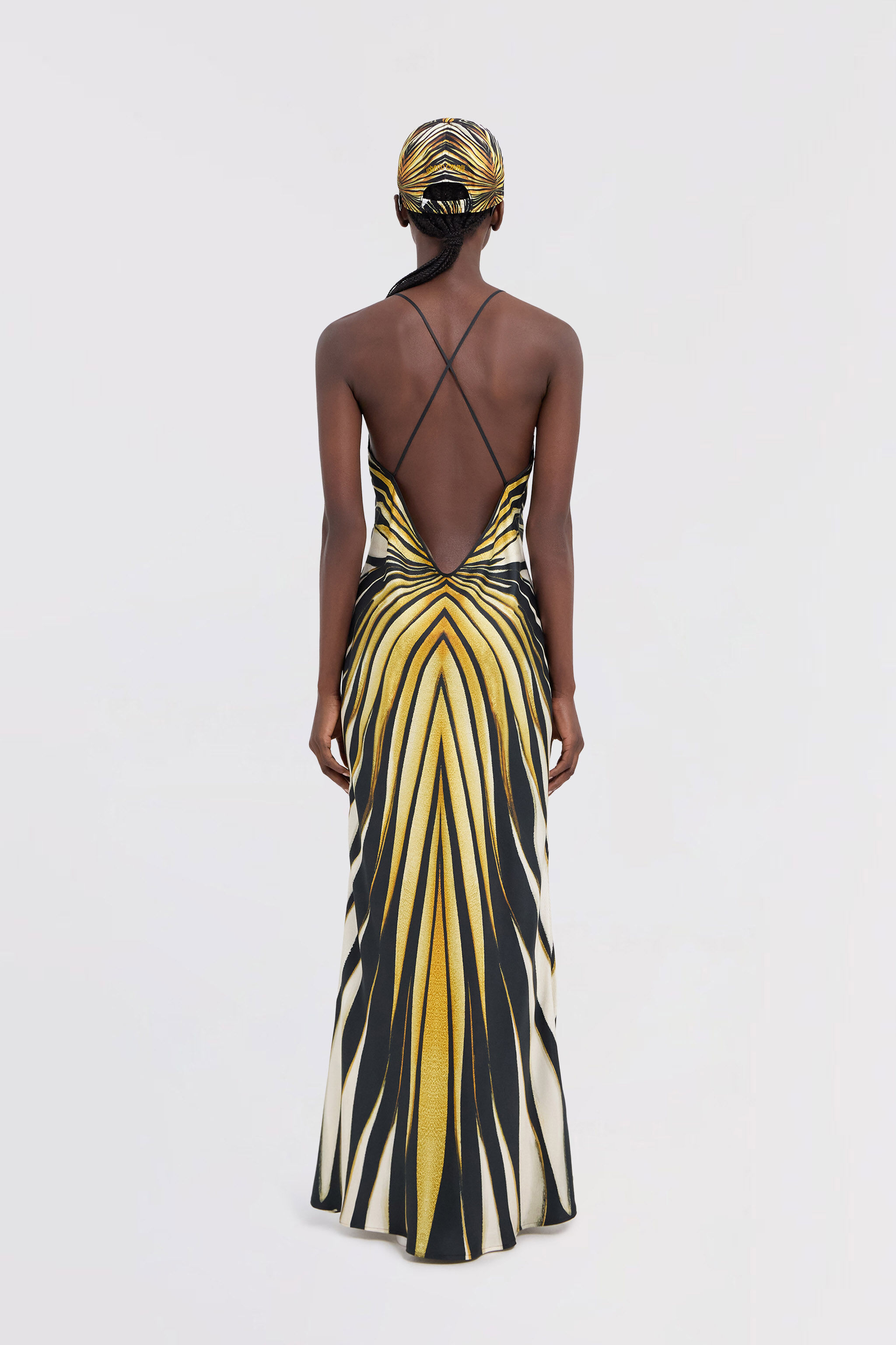 RC Ray Of Gold Print Silk Dress Gold TKT102-4QM33