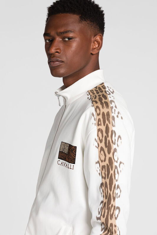 RC Leopard print stripe zipped jacket RC Leopard print stripe zipped jacket Ivory QRT85C-CF050