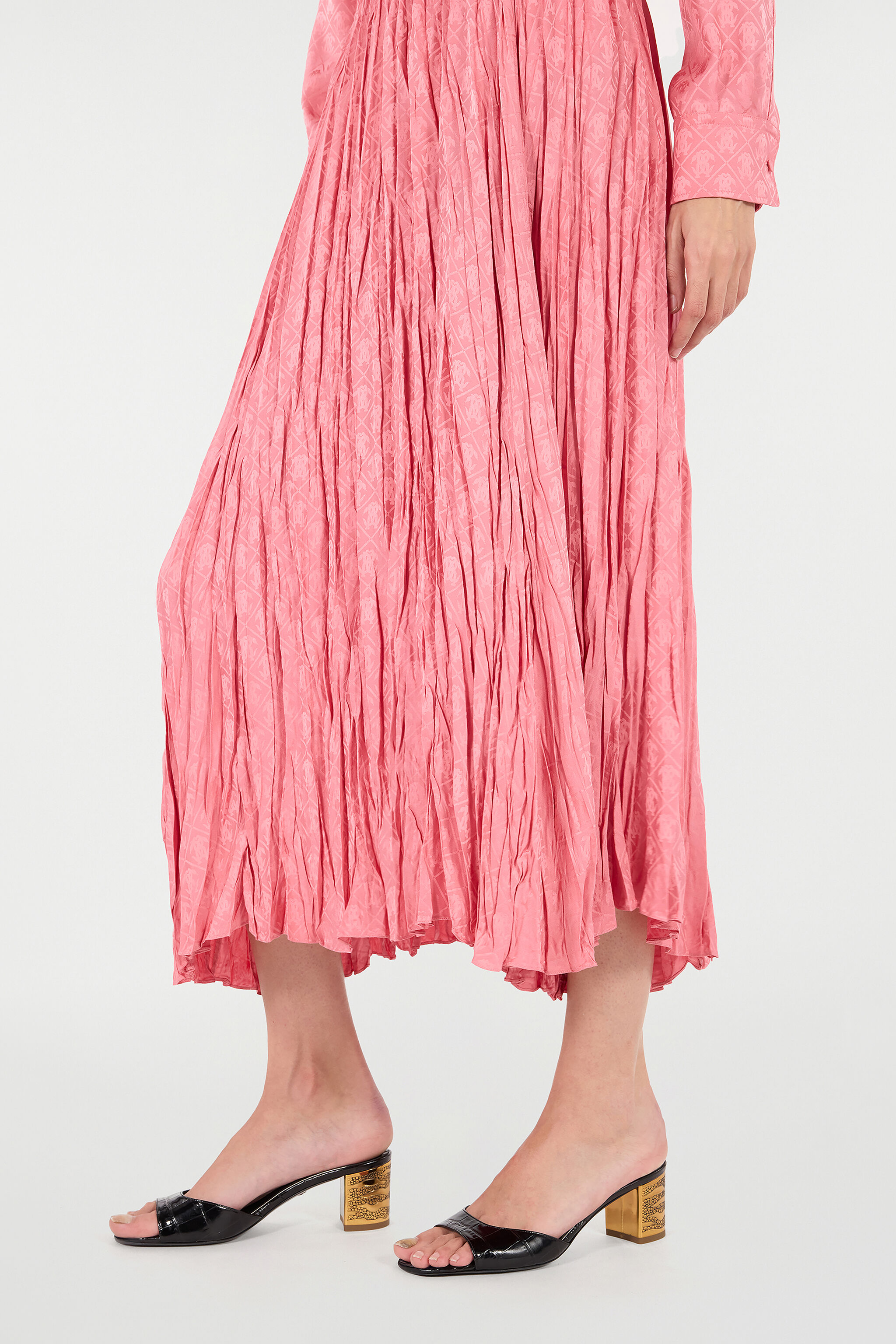 RC Crinkled Midi Skirt Pink VKT306-RK010