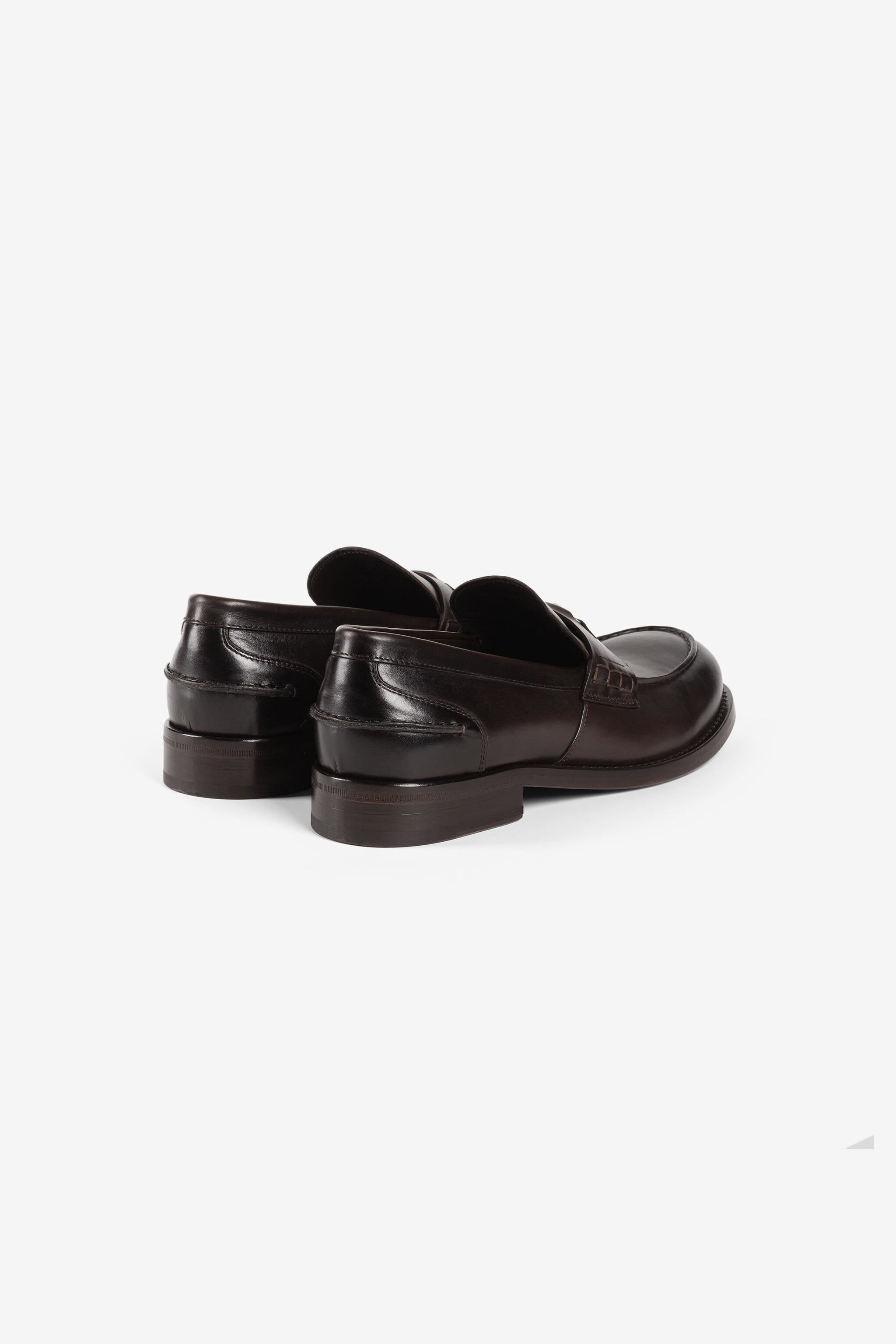 RC Logo-plaque leather loafers Dark brown RRS033-PZA84
