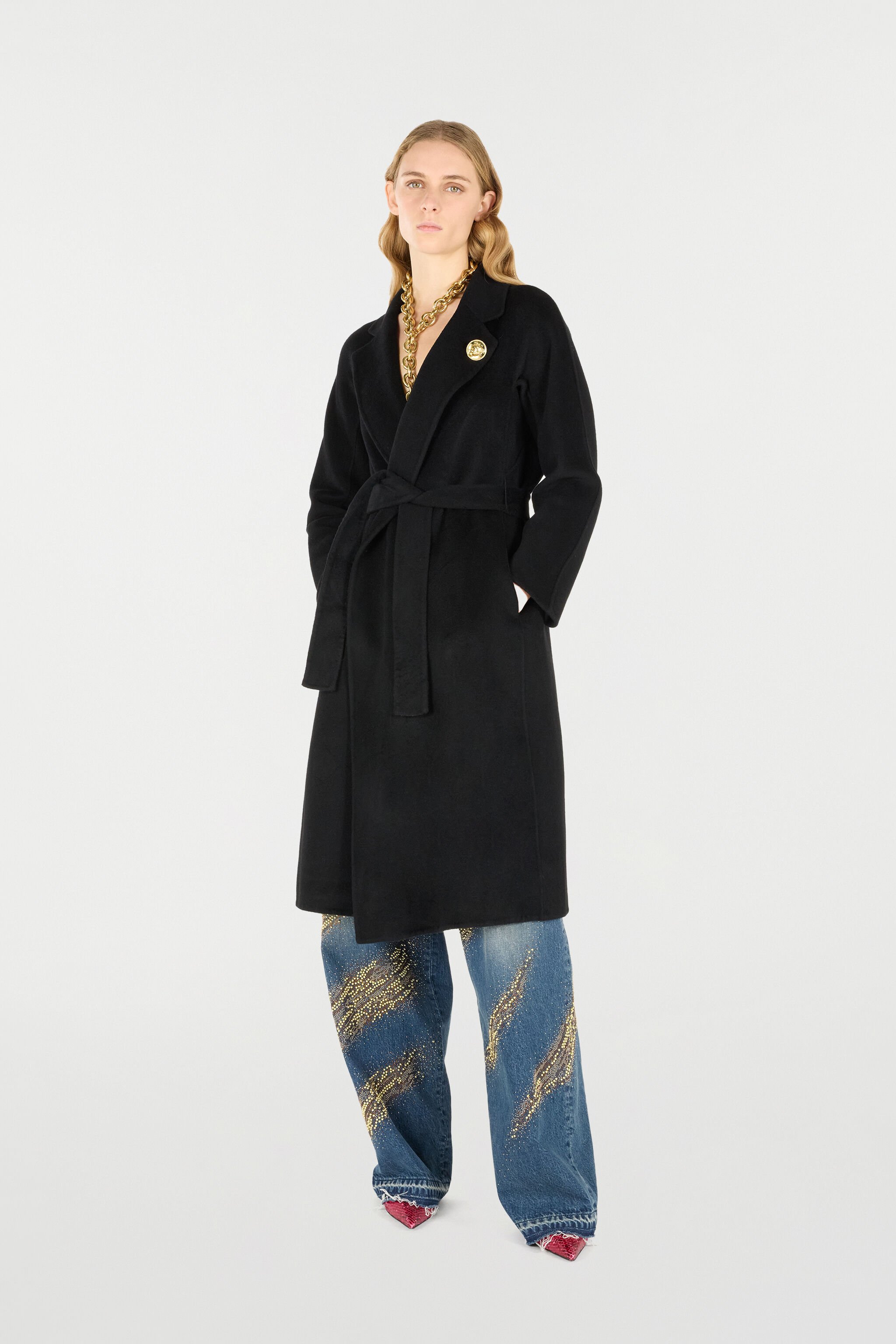 RC Cashmere-Blend Coat Black OOT50A-WH016
