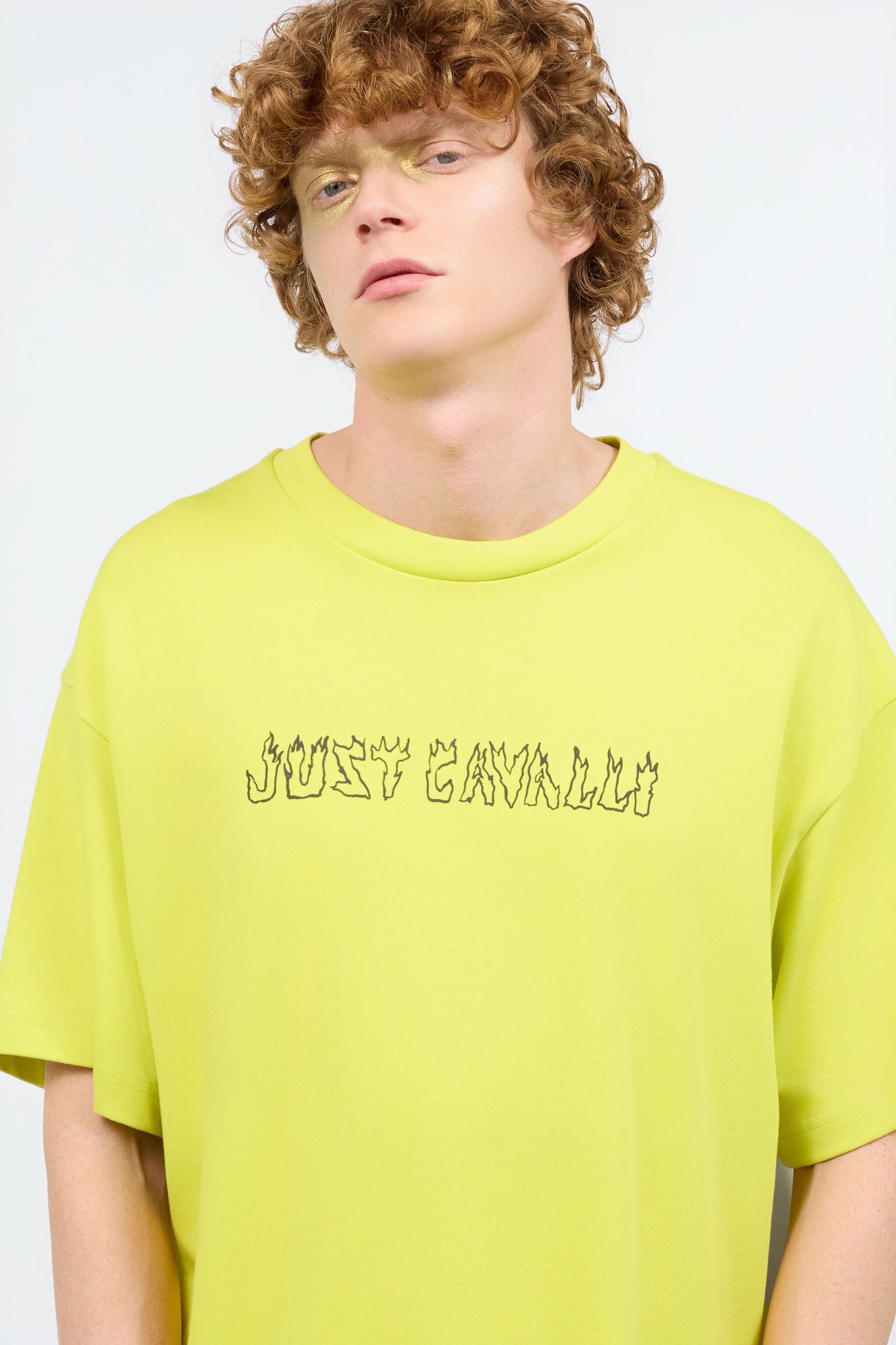 JC T-Shirt Mit In Flammen Stehendem Schriftzug Hellgrün UFT060-UF080