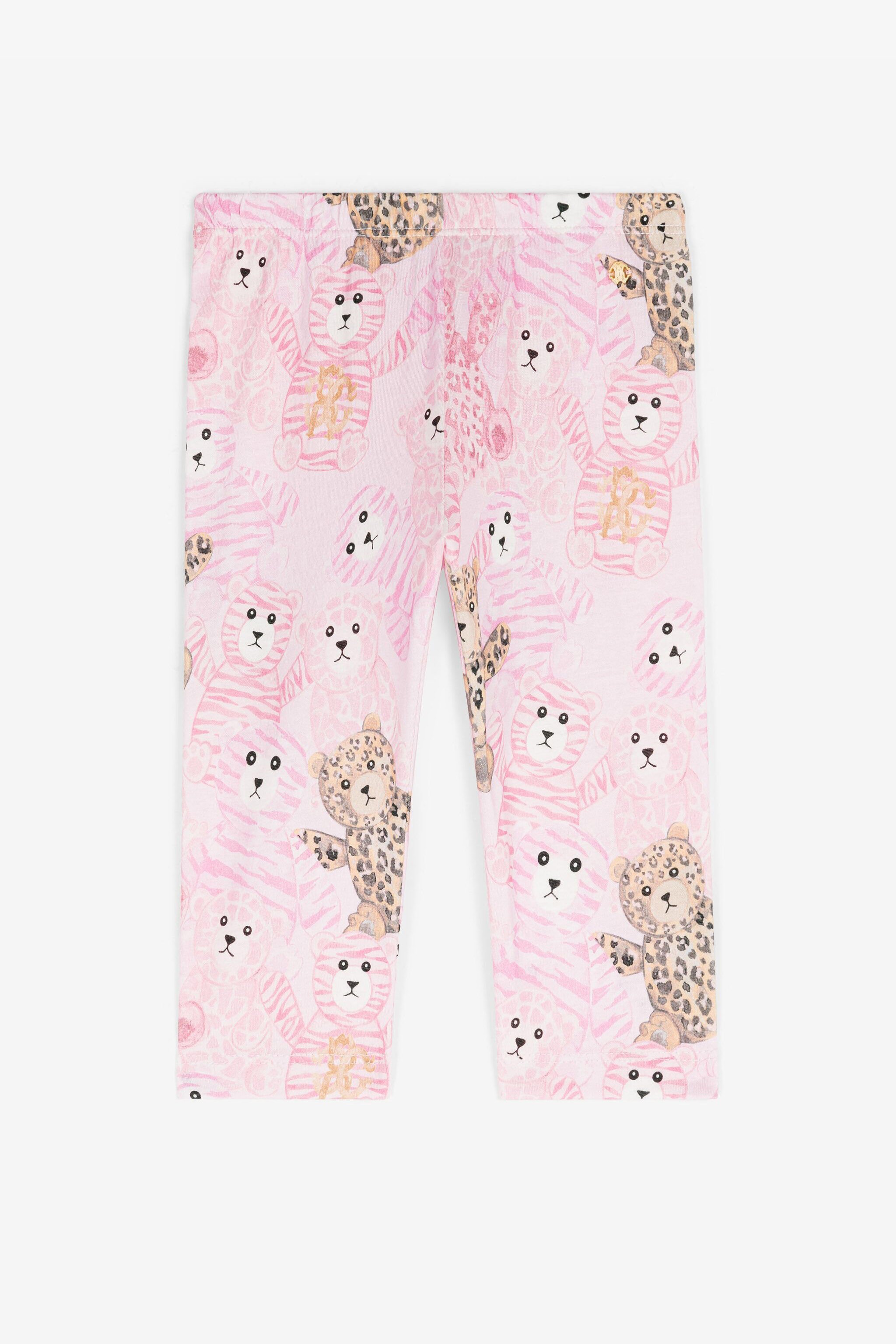 JU Teddy Bear-Print Cotton Leggings Rosa RJT200-JFG79