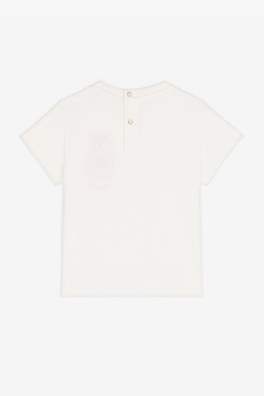 JU Teddy Bear-Embroidered Cotton T-Shirt White RJT606-JD001