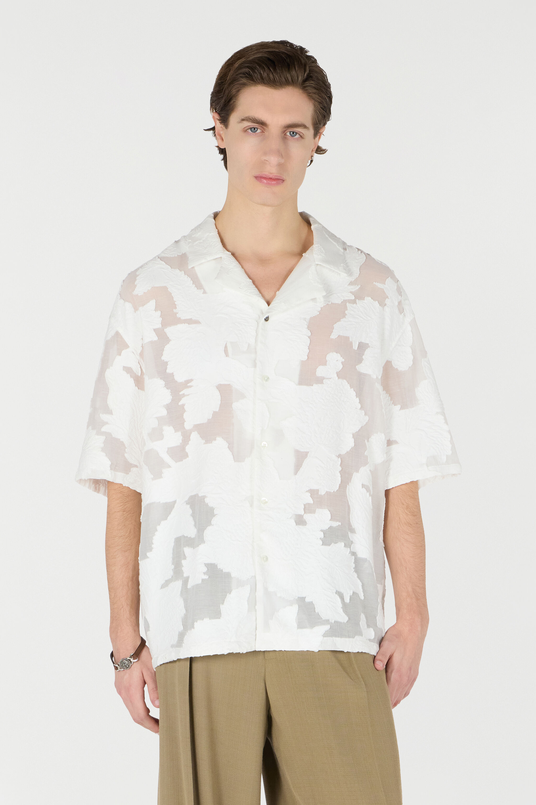RC Bowling Shirt With Floral Pattern White URT760-FC021