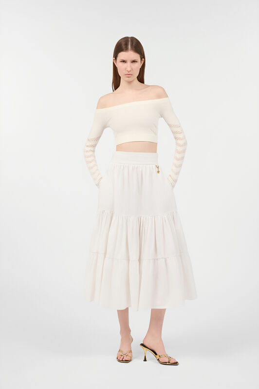RC Crop Top Spalle Scoperte Avorio UKT631-MA001