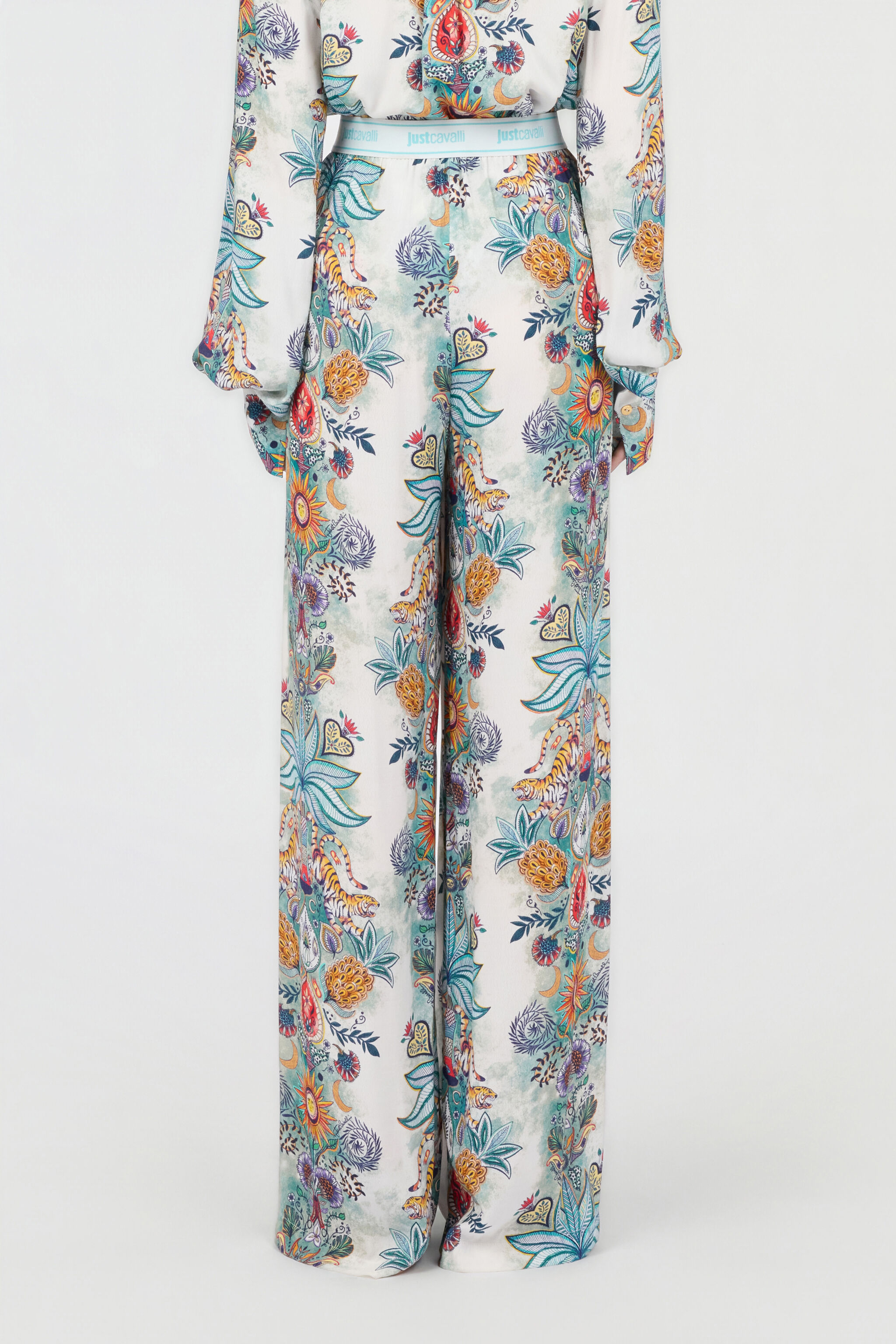 JC Tropical Garden Print Trousers TURCHESE CHIRO WFT158-WF505