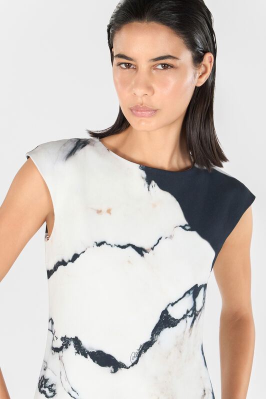 RC Midi dress with Marble print Black/White TWT127-ORN18