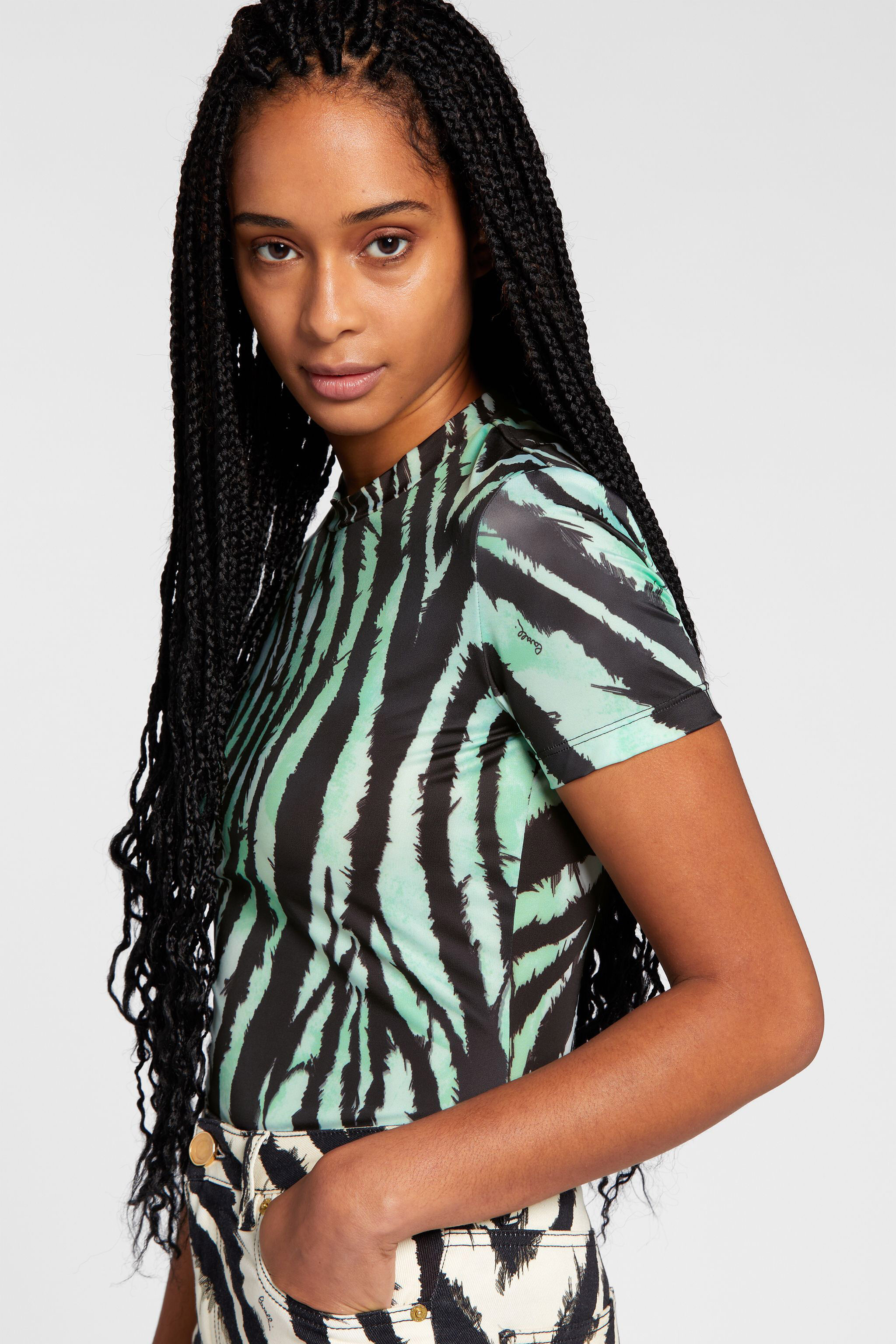 RC Freedom-Print Cotton T-Shirt Light green/Black OKT60E-JPC80
