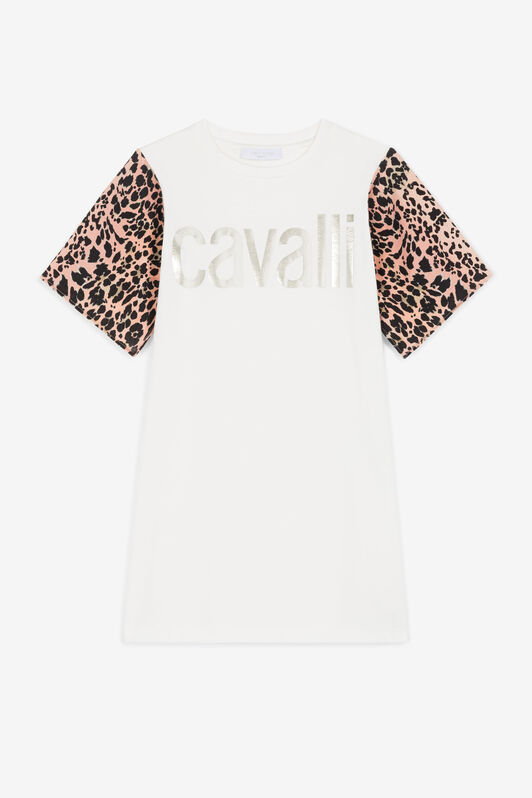 JU Metallic Logo-Print Dress MILKY WHITE OJT125-ISA2J