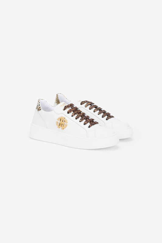 RC Sneaker Bianca Con Stampa Leopardata E Monogram RC WHITE QOS01J-PZO13