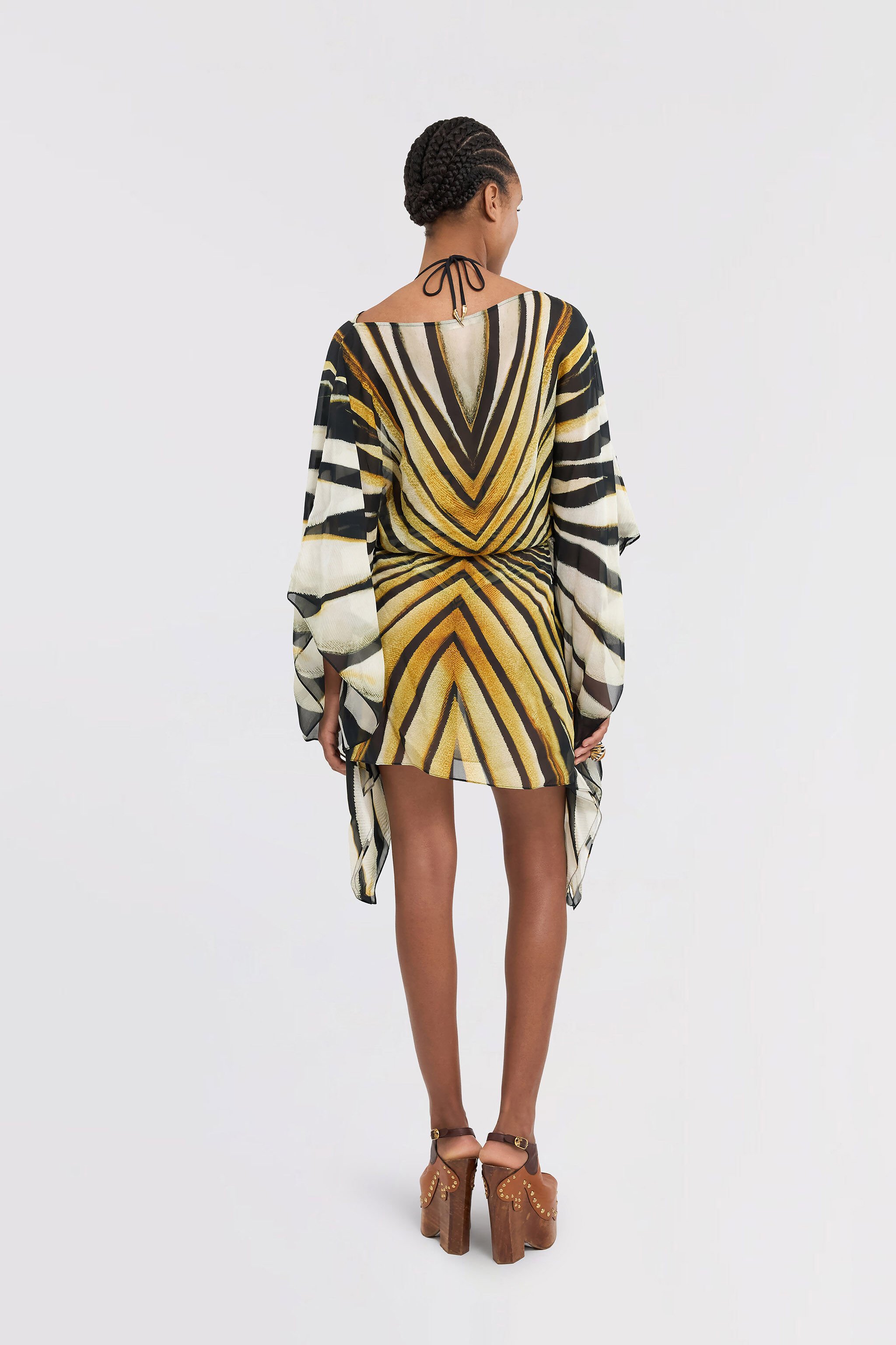 RC Ray Of Gold Imprimé Robe Caftan Soie Or TKT105-CTM33