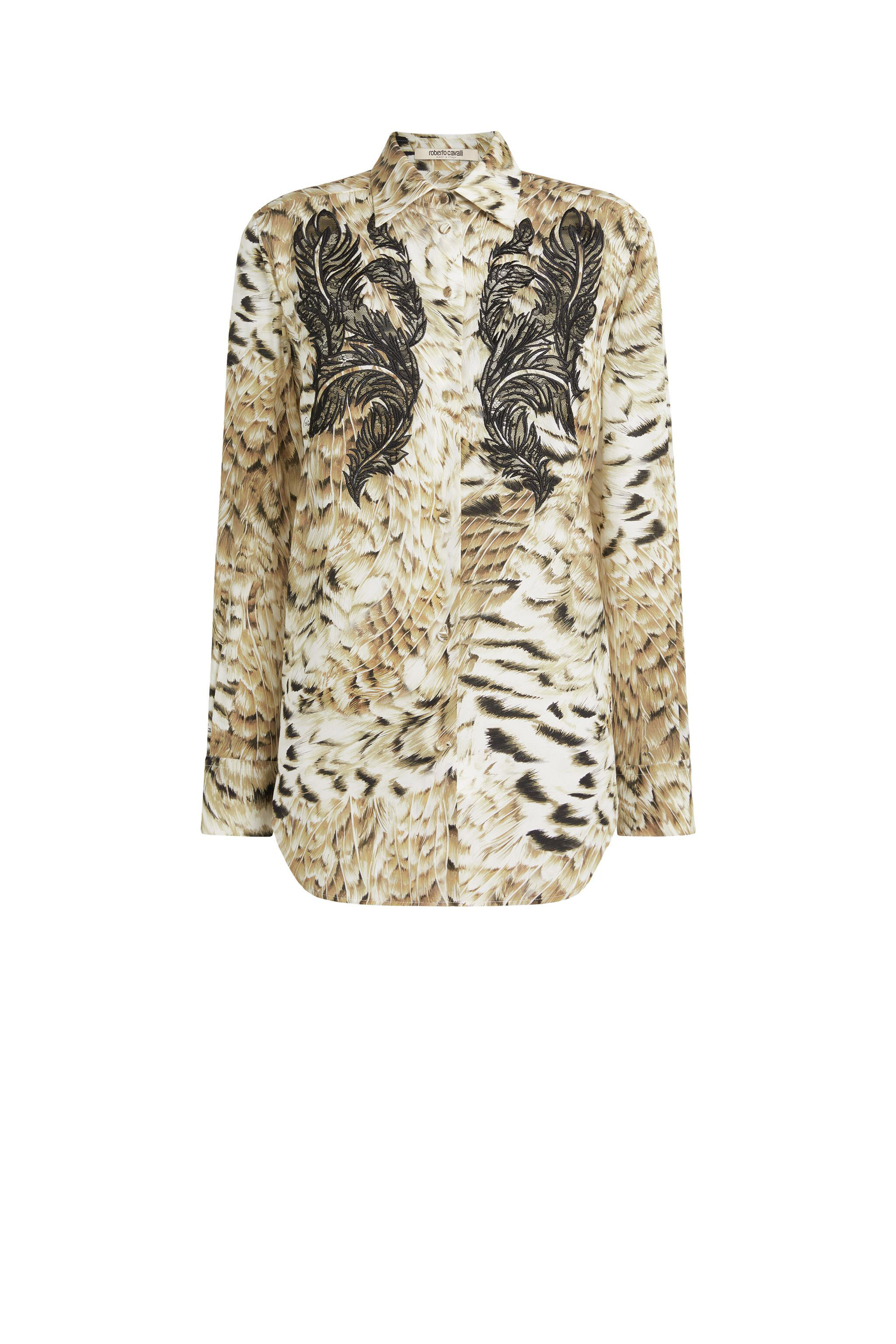 RC Wing print buttoned shirt Ivory LQR715-SQZ35