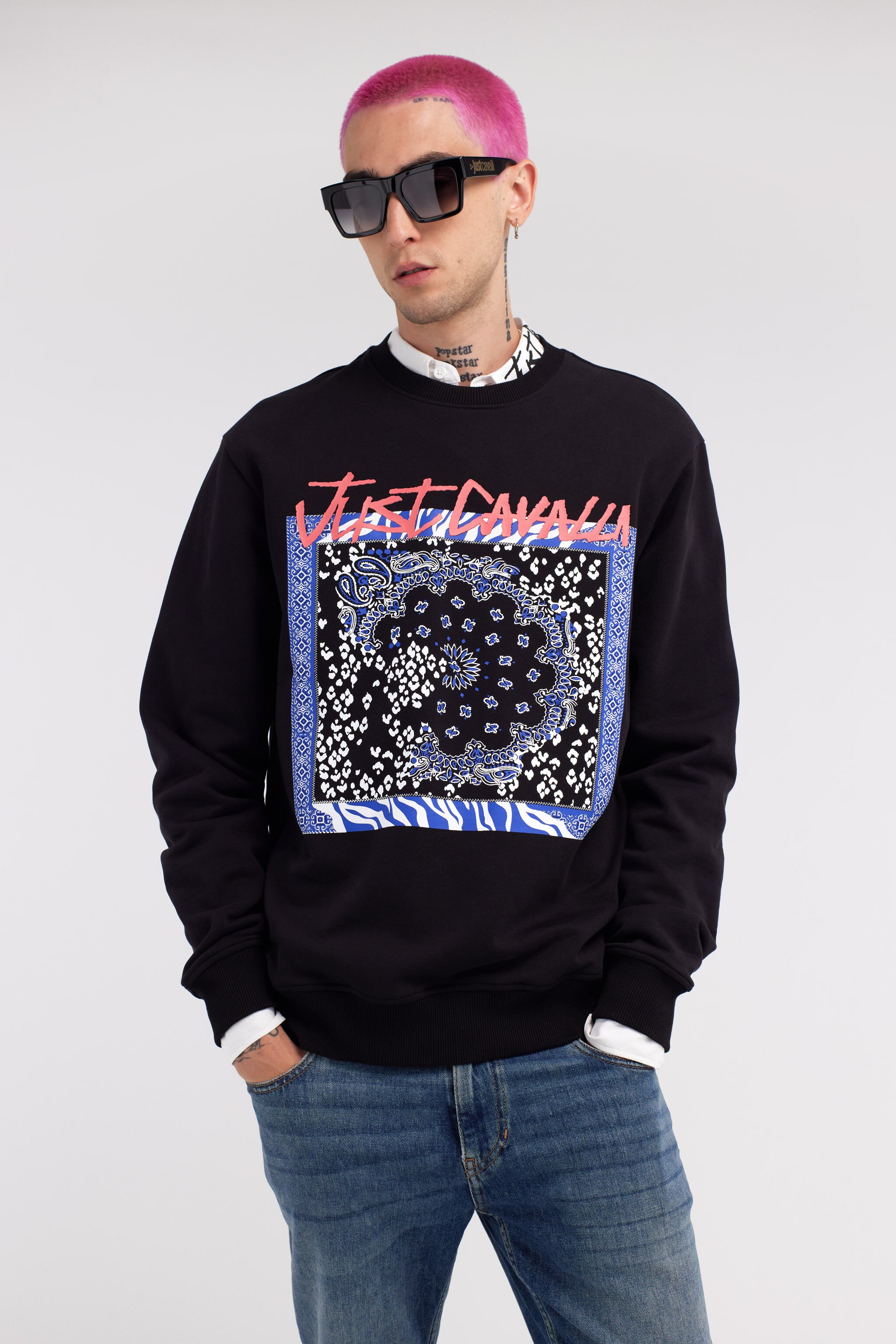 JC Just Cavalli Logo Sweatshirt Negro RRT963-RR225