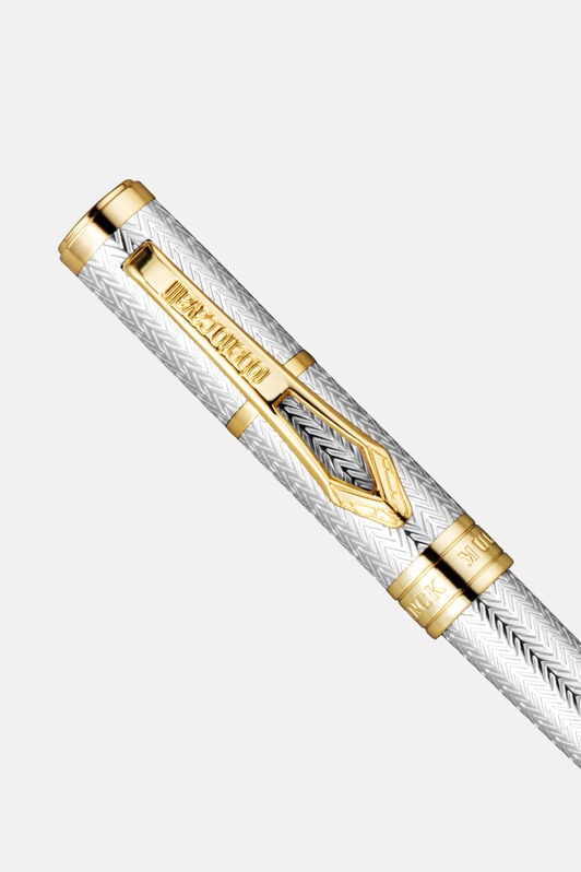 RC Roberto Cavalli Chevron Ballpoint Pen, Two Tone Silver & Gold Color SILVER & GOLD VALG07-IG269