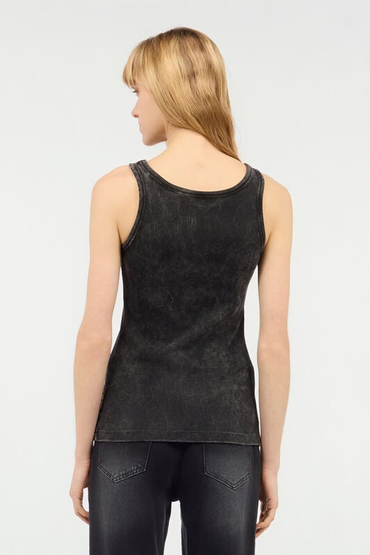 JC Stretch Cotton Tank Top With JC Monogram Black UFT126-UF180