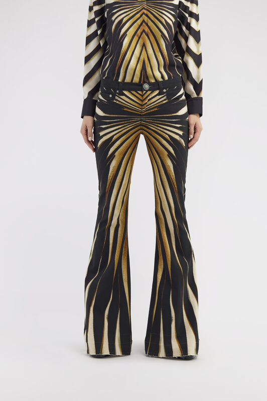 RC Flared jeans with Ray of Gold print Gold RWJ205-DAI12