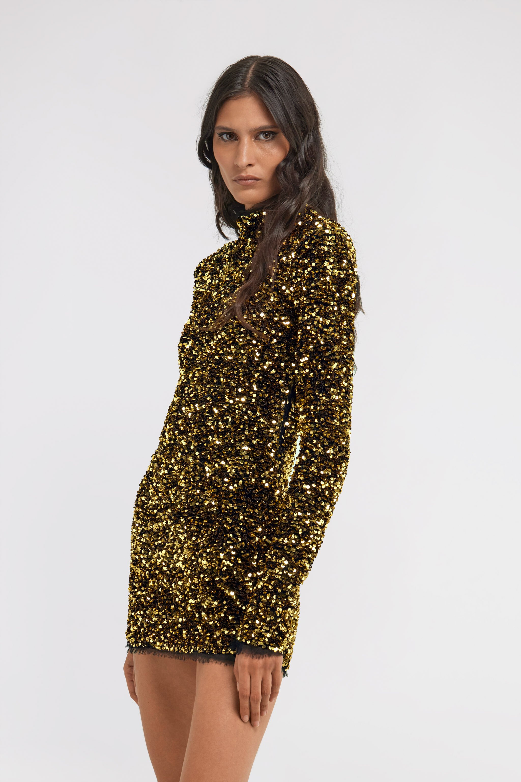 RC Gold Sequin Mini Dress Gold TKR119-TR005